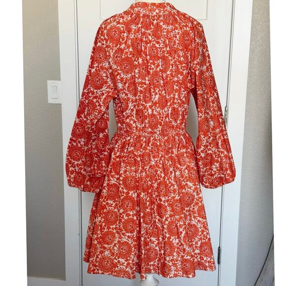 J.Crew Ruffle-Collar Mini Dress in Cotton Poplin Floral Orange White Sz S - Picture 4 of 13
